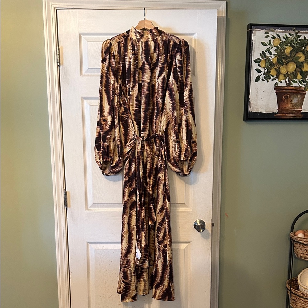 Banana Republic Brown and Cream Maxi Dress